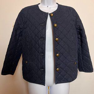 Lauren Ralph Lauren Women's M Denim Blue Chambray Quilted Button Front Jacket